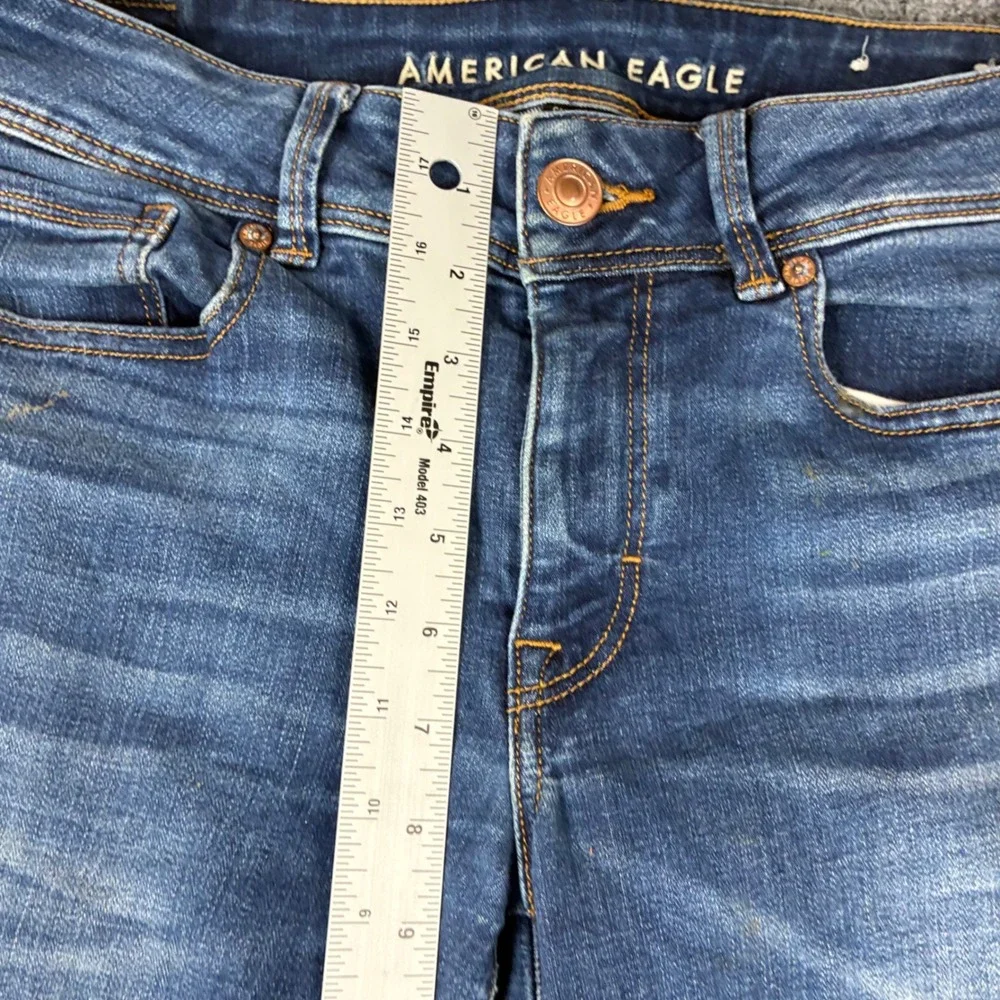 American Eagle Super Stretch Kick Boot Jeans Blue Womens 8 Regular Medium‎ Wash